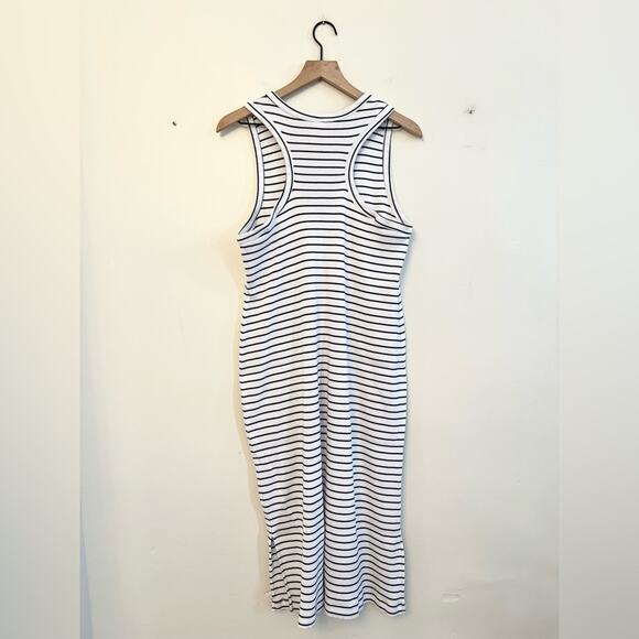 Pact organic cotton white and black striped racer back midi dress size large - Picture 5 of 8